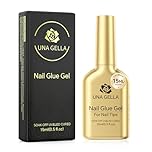 UNA GELLA 6 in 1 Gel Nail Glue for Clear Acrylic Nails Tips, 15ml UV Nail Glue Long Lasting Super Strong Brush for Base Coat, Clear Fake Nails, and Soft Gel Tips Lamp Curing Required