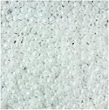 100 g TOHO Round Seed Beads Rocailles, Size 8/0, Opaque Lustered White (# 121), Japan, Glass