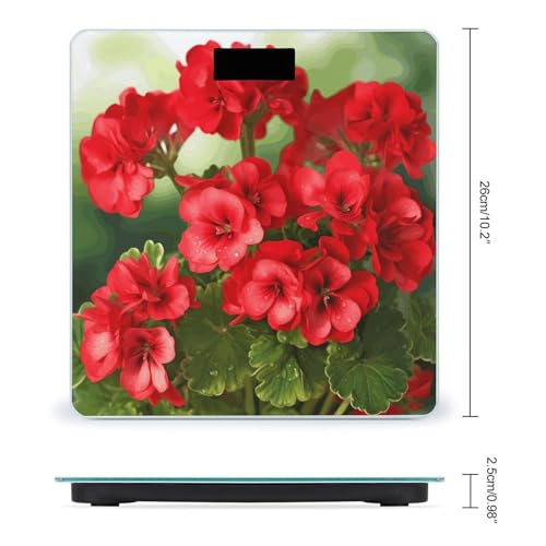 Báscula Digital de Baño Color Rojo Geranios 400lb miniatura 2