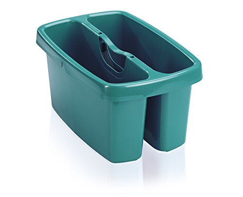 Leifheit Combi Box Wiadro z 2 Komorami na Przybory do Czyszczenia i Wodę, Tworzywo Sztuczne, Turkusowy, 2 x 5 Litrów