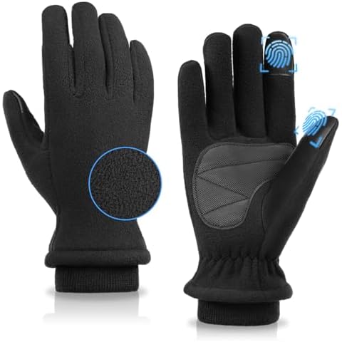 OZERO Winter Gloves for Men Women:Touchscreen Warm Thermal Polar Fleece Mens Womens Gloves for Cold Weather Running Driving Every day Wear Daily Use Outdoor Sports Activities,Black-L Cover