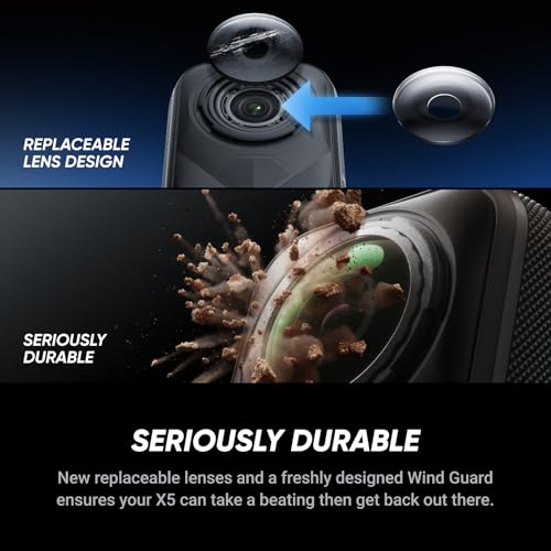 Insta360 X5 - Waterproof 8K 360° Action Camera, Leading Low Light, Invisible Selfie Stick Effect, Rugged and Replaceable Lens, 3-Hour Battery, Built-in Wind Guard, Stabilization, Triple AI Chip Design by Insta360 - Image 6