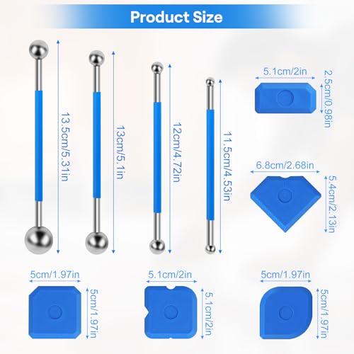 9 Stück Werkzeug Schaber Kit Fugenglätter Set，Metallkugel Abzieher & Silikon Fugenglätter，Dichtmittelelentferner，Caulking Werkzeug Kit，Silikon Fugen Abzieher für Porzellanbohrspalten