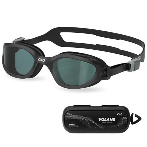 COPOZZ Women's Swim Goggles, Swimming Goggles Anti-fog No Leaking UV Protection for Adult Women - Black