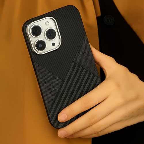 Image of AIBEX Aramid Fiber Mag-Saf Case Compatible for iPhone 16 Pro | Slim Protective Back Cover with Built-in Magnets | Wireless Charging Support | Camera Ring Stand | Shockproof with Air Guard Corners