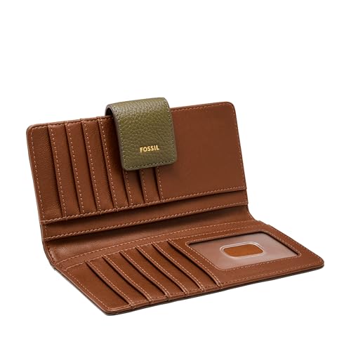 Image of Fossil Women's Logan Leather Wallet RFID Blocking Tab Clutch