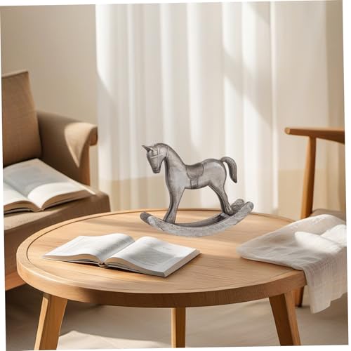 Cheval à bascule vintage en bois véritable, statue décorative d'étagère