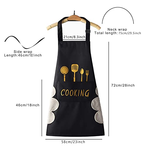 Hxycnna [2+3 Pack] Kitchen Cooking Aprons, Aprons With Pockets, Aprons For Women, Mens Waterproof Aprons, Adjustable Aprons, Kitchen Apron With Hand Wipe(White/Black) #TOP5