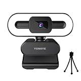 Webcam 4K YUNSYE Streaming Webcam: Full HD 4K - Ring Light/Adjustable Brightness - Built-in Microphone - Autofocus - Works with Zoom/Teams/Skype for Conferencing and Video Calling (HD 4K)