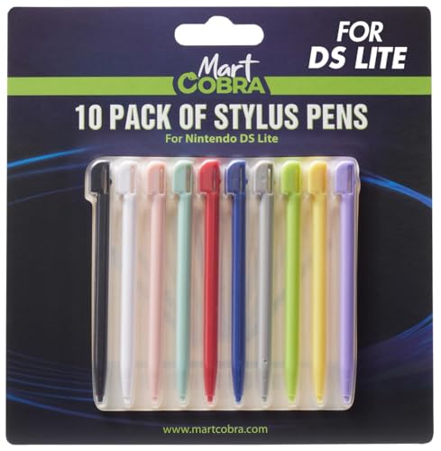Mart Cobra Nintendo DS Lite Stylus 10 Pack - Replacement Pen for Original Nintendo DS Light Stylus - 10 Colorful Nintendo DS Lite Small Stylist Pencil - Accessories for Original Light Games