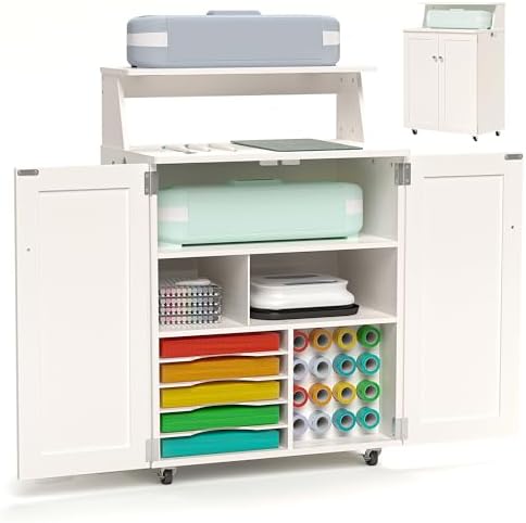 Amazon.com: 𝐂𝐫𝐚𝐟𝐢𝐭 Craft Cart Storage Cabinet Compatible with Cricut ...