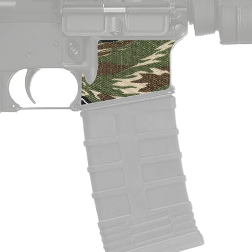 AR15 Magwell Wrap Kit - Cordura 500D - (Vietnam Tiger Stripe) - Grip Panel for Tactical Control - USA Made - Non Slip Reload Handling - Low Profile Protective Fit