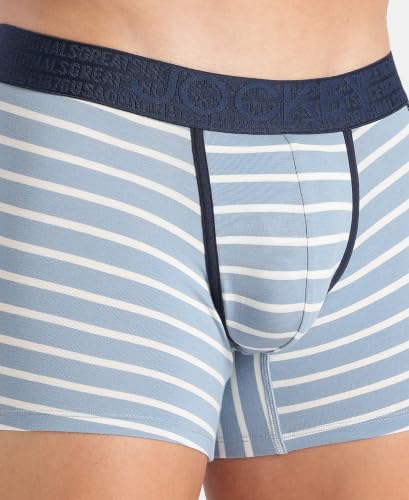 Image of Jockey US68 Men Super Combed Cotton Elastane Stretch Stripe Trunk with Ultrasoft Waistband