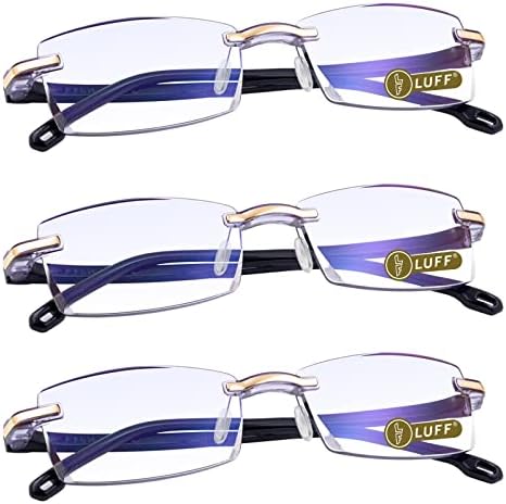 LUFF Reading Glasses Hd Anti-Blue Diamond Cut Edge Frameless Reading Glasses for mens