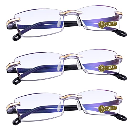 LUFF Reading Glasses Hd Anti-Blue Diamond Cut Edge Frameless Reading Glasses for mens
