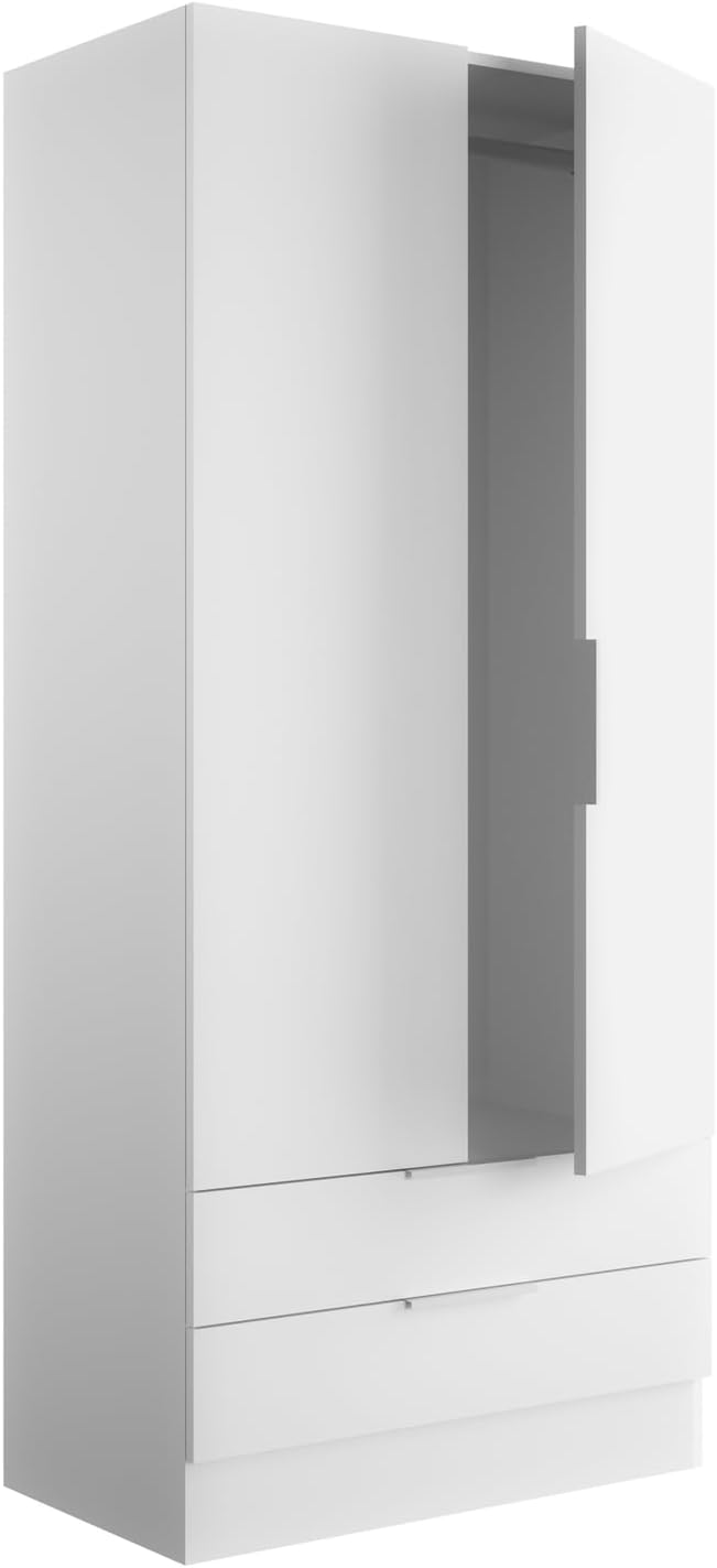 Front view of the assembled Composad ESPRESSO Line Wardrobe, highlighting its two doors and two drawers.
