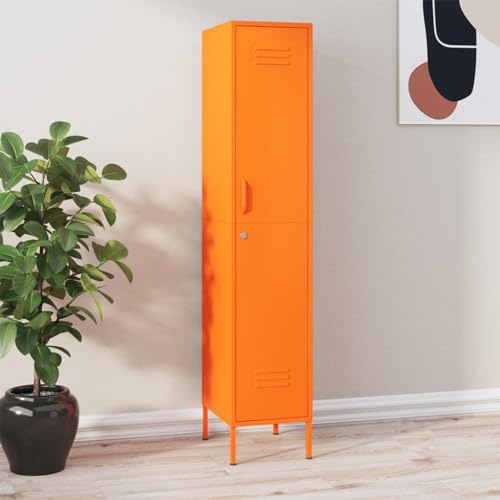 IKAYAA Büroschrank Schmal Hochschrank Aktenschrank Metall Bücherschrank Aktenschrank Metallschrank Umkleideschrank Abschließbar Schließfachschrank Orange 35 x 46 x 180 cm IKAYAA Büroschrank Schmal Hochschrank Aktenschrank Metall Bücherschrank Aktenschrank Metallschrank Umkleideschrank Abschließbar Schließfachschrank Orange 35 x 46 x 180 cm