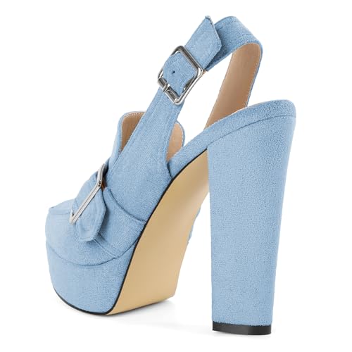 Image of Women's High Heel Loafers Platform Pumps Round Toe Heels Chunky Heel Pumps Stylish Comfortable 4.8 Inch Slingback Heels