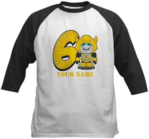 CafePress Custom Personalized Transformers 6 Bumblebee Pers Kids Cotton Baseball Jersey, 3/4 Raglan Sleeve Shirt