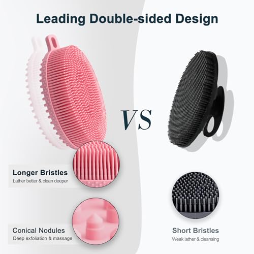 FREATECH 2-Pack Silicone Body Scrubber, Gentle Exfoliating Bath Shower Body Cleansing Brush, More Hygienic Than Loofah - Image 4