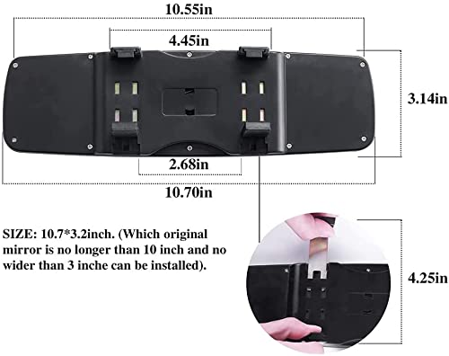 Espelho de vista traseira de cristal de strass diamantes, espelho retrovisor de carro bling com HD.