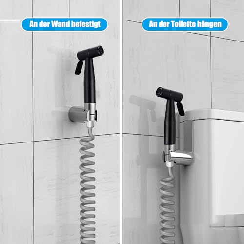 MUMENG Bidet Handbrause für Toilette,Edelstahl Bidet Brause,Spülung Duschkopf Standard G1/2 Schnittstelle,Wasserspar Handbrause Dusche für Die Reinigung von WC und Körperhygiene(Schwarz)