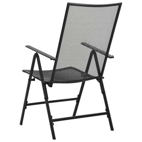 Chaise pliante jardin lot de 4 en maille d'acier anthracite réglable - 6
