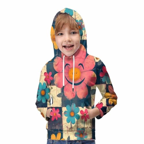 Sweat à capuche enfant fleurs idéal pour l'école et les sorties