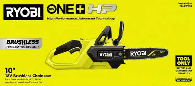RYOBIONE+ HP 18V Brushless 10 in. Cordless Battery Chainsaw (Tool Only)