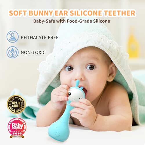 alilo Smarty Bunny Baby Rattle Musical Light Up Toys, Infants Newborns Baby Toys 0-3-6-12-18-24 Months,1 Year Old Boy Girl Easter Gifts, 4 Music Modes and Color Recognition Function with 9 Color Card - Image 3