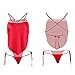 SINMIUANIME Womens Sexy Chinese Dudou Lingerie Traditional Embroidery Halter Bellyband with Thongs (Red)