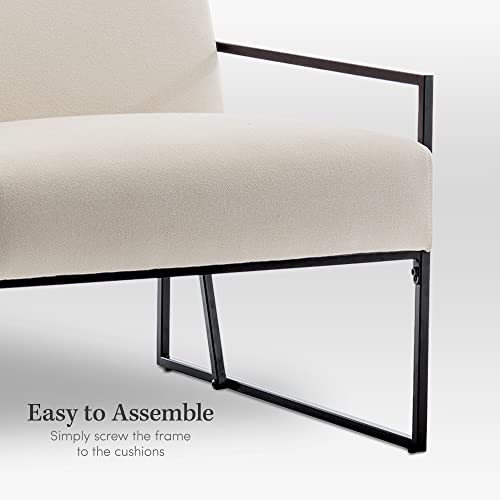 eLuxurySupply Accent Chair - Low Profile Modern Slant Armchair with Layered Foam and Metal Frame - Premium High Density Soft Cushion for Supreme Comfort - Easy Assembly - Cream/Off-White - Image 5