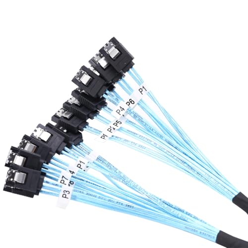 Cable 8X SATA 7Pin hembra a 8X SATA 7Pin hembra 0.5 m
