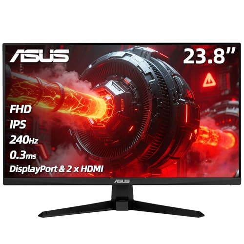 Image of ASUS TUF Gaming 24 inch FHD Monitor, 240Hz, 0.3ms, Fast IPS, G-SYNC Compatible, FreeSync Premium, Extreme Low Motion Blur Sync, 99% sRGB, DisplayPort& 2 x HDMI, Tilt Adjustment, Gaming AI, Black