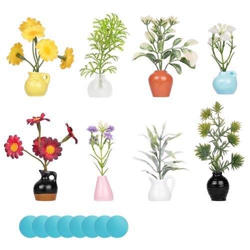 Flintronic 8pcs Mini Vase Fridge Magnets, 3D Tiny Bud Vases, DIY Vase Magnets, Cute Mini Vases Fridge Magnet with Strong Magnet for Refrigerator, Locker, Kitchen, Office (No Flower)