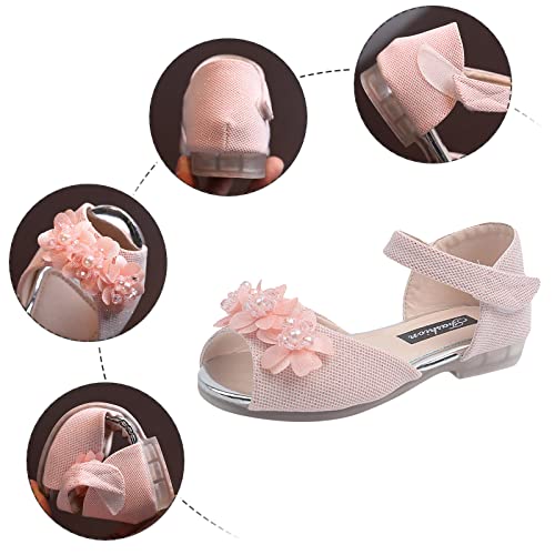 EnJoCho Sport Shoes for Kids Girls Rhinestone Flower Shoes Low Heel Princess Shoes Flower Wedding Party Dress Pump Shoes3
