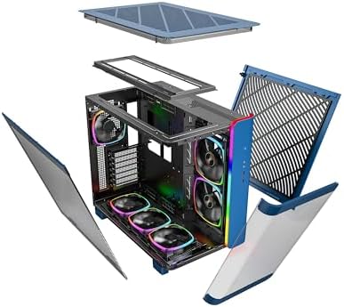 MONTECH, King 95 Pro bilgisayar kasası ATX çift bölmeli, yüksek hava debisi, aletsiz paneller, ön tarafı sertleştirilmiş cam, sağlam, altı adet önceden yüklenmiş ARGB PWM fan - Görsel 6