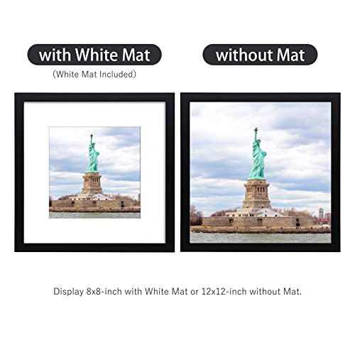 Golden State Art, 12X12 Solid Wood Frames With Tempered Glass, Display 12X12 Or 8X8-Inch Pictures, Black, Wall Display #TOP1