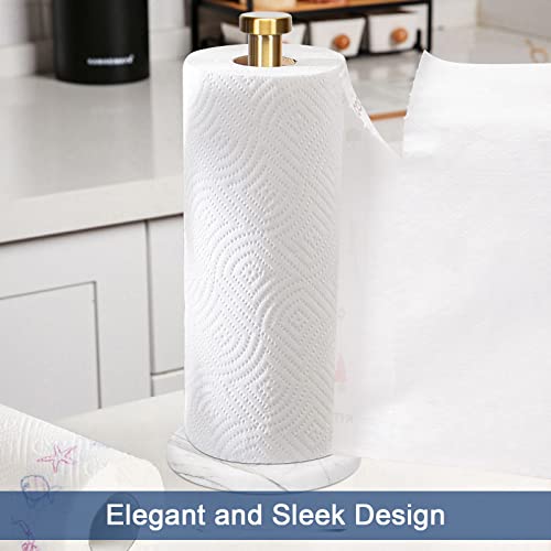 Nearmoon Standing Paper Towel Holder, Kitchen Paper Towel Roll Holder- For Bathroom Kitchen Countertop, Standard Or Jumbo-Sized Roll Holder (With Marble Base, Brushed Gold) #TOP1