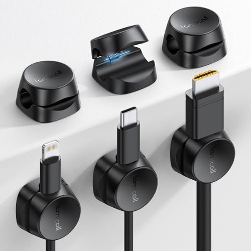 [6 Stück] Lamicall Kabelhalter Kabelclips Selbstklebend, Kabel Organizer | [Einhand-Bedienung] Feder Kabelklemmen Schreibtisch, Kabelorganizer für Wand, Kabelmanagement für Netzkab