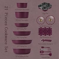 CAROTE 21pcs Pots and Pans Set Non Stick, Detachable Handle Cookware Sets — image 2