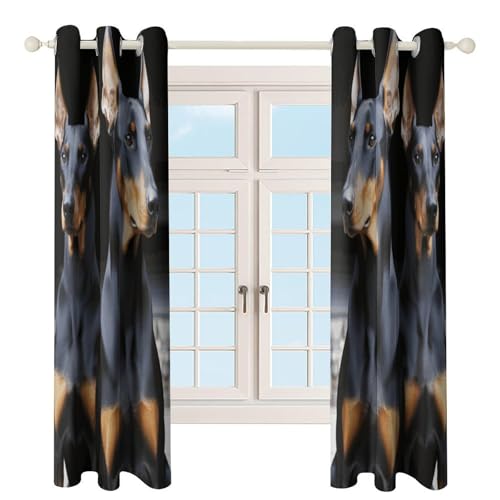 Rideaux occultants bleu marine Doberman lot de 2 pour salon