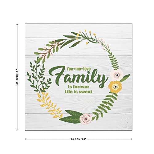 Panneau en bois décoration murale maison fleurs multicolores format carré 40 cm