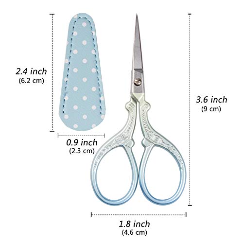 Hisuper HISUPER17171852 Embroidery Scissors Set With Leather Sheaths For Sewing Crafting, Art Work, Threading, Needlework Diy Tools Dressmaker Small 3.6 Inch Shears Cross Stitch Knitting Scissor thumb #1