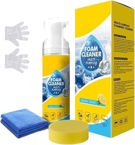 4-in-1 Multi-Enzyme Foam Cleaner 5oz, All-Purpose Deep Cleaning Spray for Car Interior, Kitchen Grea, Foam Cleaner All Purpose, Powerful & Multipurpose Car Interior 𝐅oam 𝐂leaner (150ml)