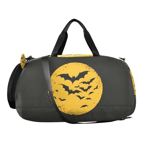 Duffle Bag for Boys or Girls with Shoes Compartment, Night Moon Bat Sports Travel Bag Overnight2