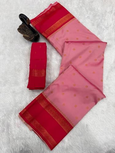 Image of Dharmavaram Pattu Paithani Saree Pure Silk Zari Weaving Floral Border Rich Pallu With Blouse Piece