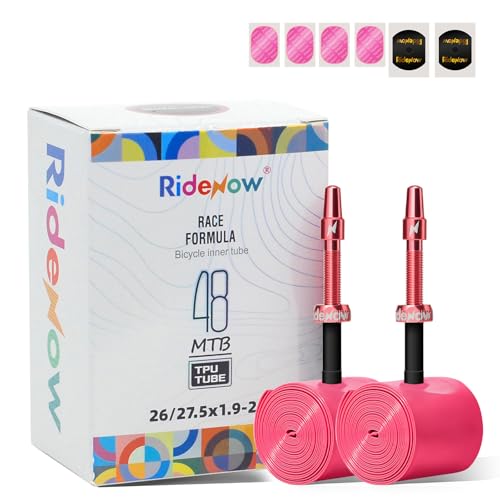 RideNow MTB Bike Inne Tubes,Metal/TPU Presta Valve, 24/26/27.5/29", 2 Pack