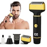 Beanify Electric Razor for Men Women,3 in 1 Travel Cordless Rechargeable Painless Foil Shaver with Led Display,Waterproof Wet & Dry Body Razors for Face Nose Ear Hair (Black)