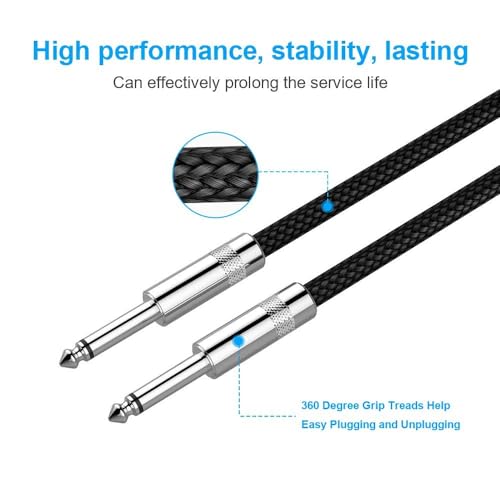 New Bee Instrumentenkabel Elektrisches Instrumentenkabel Bass AMP-Kabel 1/4 für E-Gitarre, Bassgitarre, Keyboard, Elektrische Mandoline, Pro Audio (STRAIGHT, 3m/10ft)